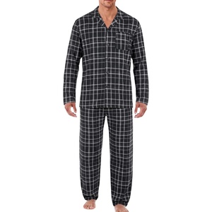 Ekouaer Mens Pajamas Set Long Sleeve Button Down Pjs Long Pants with Pocket(Black Plaid)
