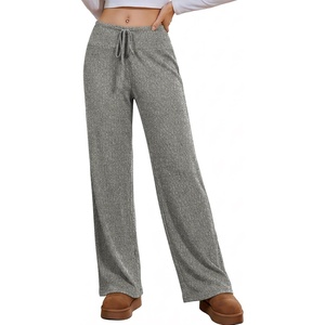 Ekouaer Women Pajama Pants 2026 Knit Ribbed PJ Bottom Sleep Lounge Pant(Dark Green)