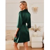 Ekouaer 2 Pack Silk Robes for Women Short Kimono Bathrobe Satin Bride Bridesmaid Robe Dressing Gown Loungewear S-XXL(Black+dark Green)