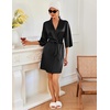 Ekouaer 2 Pack Silk Robes for Women Short Kimono Bathrobe Satin Bride Bridesmaid Robe Dressing Gown Loungewear S-XXL(Black+dark Green)