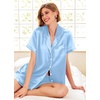 Ekouaer Pajamas for Women Set Silk Satin Pjs 2 Piece Button Down Sleepwear(Baby Bule)