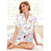 Ekouaer Pajamas for Women Set Silk Satin Pjs 2 Piece Button Down Sleepwear(Colorful Bow)