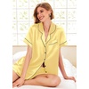Ekouaer Pajamas for Women Set Silk Satin Pjs 2 Piece Button Down Sleepwear(Yellow)