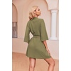 Ekouaer Robes for Women Waffle Knit Bathrobe Soft Lightweight Loungewear(Army Green)