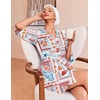 Ekouaer Robes for Women Waffle Knit Bathrobe Soft Lightweight Loungewear(A-white-seabed Printed)