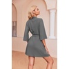 Ekouaer Robes for Women Waffle Knit Bathrobe Soft Lightweight Loungewear(Dark Grey)