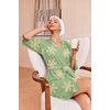 Ekouaer Robes for Women Waffle Knit Bathrobe Soft Lightweight Loungewear(Floral Green)
