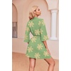 Ekouaer Robes for Women Waffle Knit Bathrobe Soft Lightweight Loungewear(Floral Green)