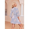 Ekouaer Robes for Women Waffle Knit Bathrobe Soft Lightweight Loungewear(Floral Purple)