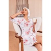 Ekouaer Robes for Women Waffle Knit Bathrobe Soft Lightweight Loungewear(Floral White Red)