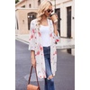Ekouaer Robes for Women Waffle Knit Bathrobe Soft Lightweight Loungewear(Floral White Red)