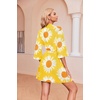 Ekouaer Robes for Women Waffle Knit Bathrobe Soft Lightweight Loungewear(Floral Yellow)