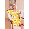 Ekouaer Robes for Women Waffle Knit Bathrobe Soft Lightweight Loungewear(Floral Yellow)