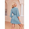 Ekouaer Robes for Women Waffle Knit Bathrobe Soft Lightweight Loungewear(Light Blue)