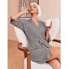Ekouaer Robes for Women Waffle Knit Bathrobe Soft Lightweight Loungewear(Light Grey)