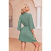 Ekouaer Robes for Women Waffle Knit Bathrobe Soft Lightweight Loungewear(Mint Green)