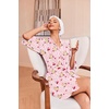 Ekouaer Robes for Women Waffle Knit Bathrobe Soft Lightweight Loungewear(Pink Stripe Teddy Bear)