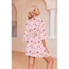 Ekouaer Robes for Women Waffle Knit Bathrobe Soft Lightweight Loungewear(Pink Stripe Teddy Bear)