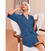 Ekouaer Robes for Women Waffle Knit Bathrobe Soft Lightweight Loungewear(Royal Blue)