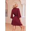 Ekouaer Robes for Women Waffle Knit Bathrobe Soft Lightweight Loungewear(Wine Red)
