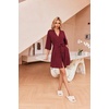 Ekouaer Robes for Women Waffle Knit Bathrobe Soft Lightweight Loungewear(Wine Red)