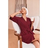 Ekouaer Robes for Women Waffle Knit Bathrobe Soft Lightweight Loungewear(Wine Red)