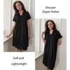 Ekouaer Women Zipper Robes Short Bathrobe Lightweight House Coat(Black)