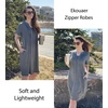 Ekouaer Women Zipper Robes Short Bathrobe Lightweight House Coat(Dark Grey)