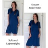 Ekouaer Women Zipper Robes Short Bathrobe Lightweight House Coat(Deep Blue)
