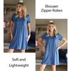 Ekouaer Women Zipper Robes Short Bathrobe Lightweight House Coat(Deep Blue)