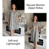 Ekouaer Women Zipper Robes Short Bathrobe Lightweight House Coat(Flora White)