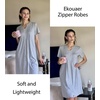 Ekouaer Women Zipper Robes Short Bathrobe Lightweight House Coat(Light Grey)
