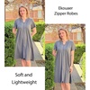 Ekouaer Women Zipper Robes Short Bathrobe Lightweight House Coat(Light Grey)