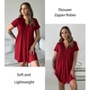 Ekouaer Women Zipper Robes Short Bathrobe Lightweight House Coat(Wine Red)