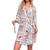 Ekouaer Robes for Women Waffle Knit Bathrobe Soft Lightweight Loungewear(A-white-seabed Printed)