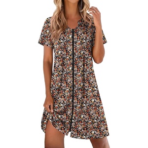Ekouaer Women Zipper Robes Short Bathrobe Lightweight House Coat(Floral Colorful)