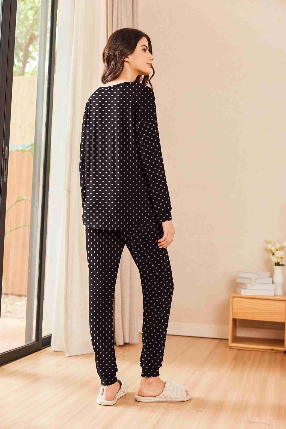 image:imageEkouaer Womens Pajama Sets Long Sleeve Pjs Lounge Sets Joggers with PocketsPolka Dots 1
