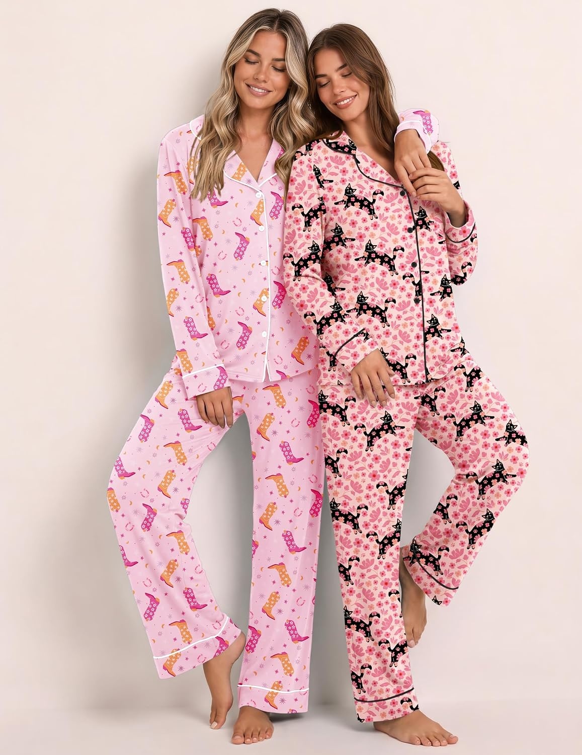image:imageEkouaer Womens Pajamas Set Button Up Pjs Sleepwear Lounge SetsCat