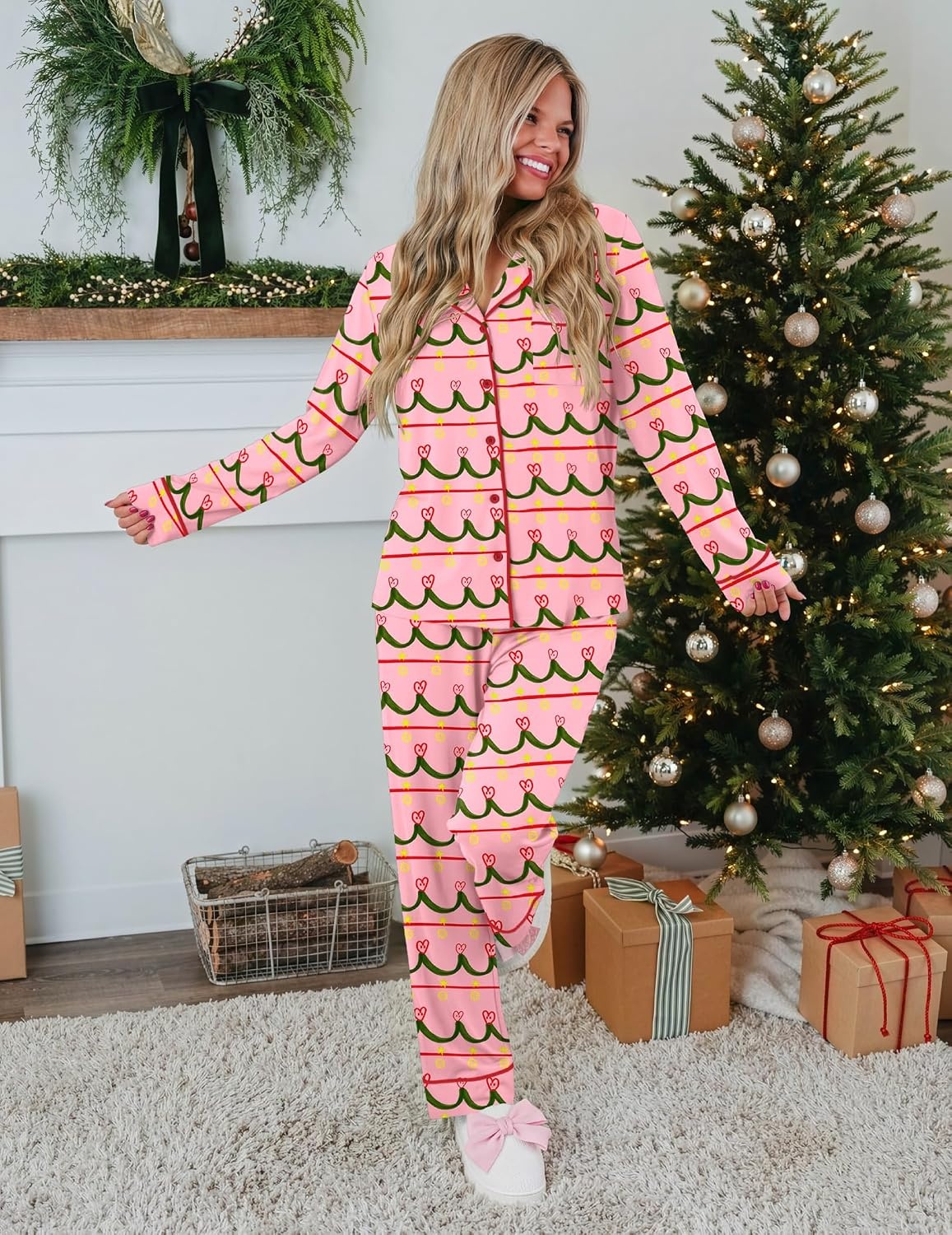 image:imageEkouaer Womens Pajamas Set Button Up Pjs Sleepwear Lounge SetsSmiling Face