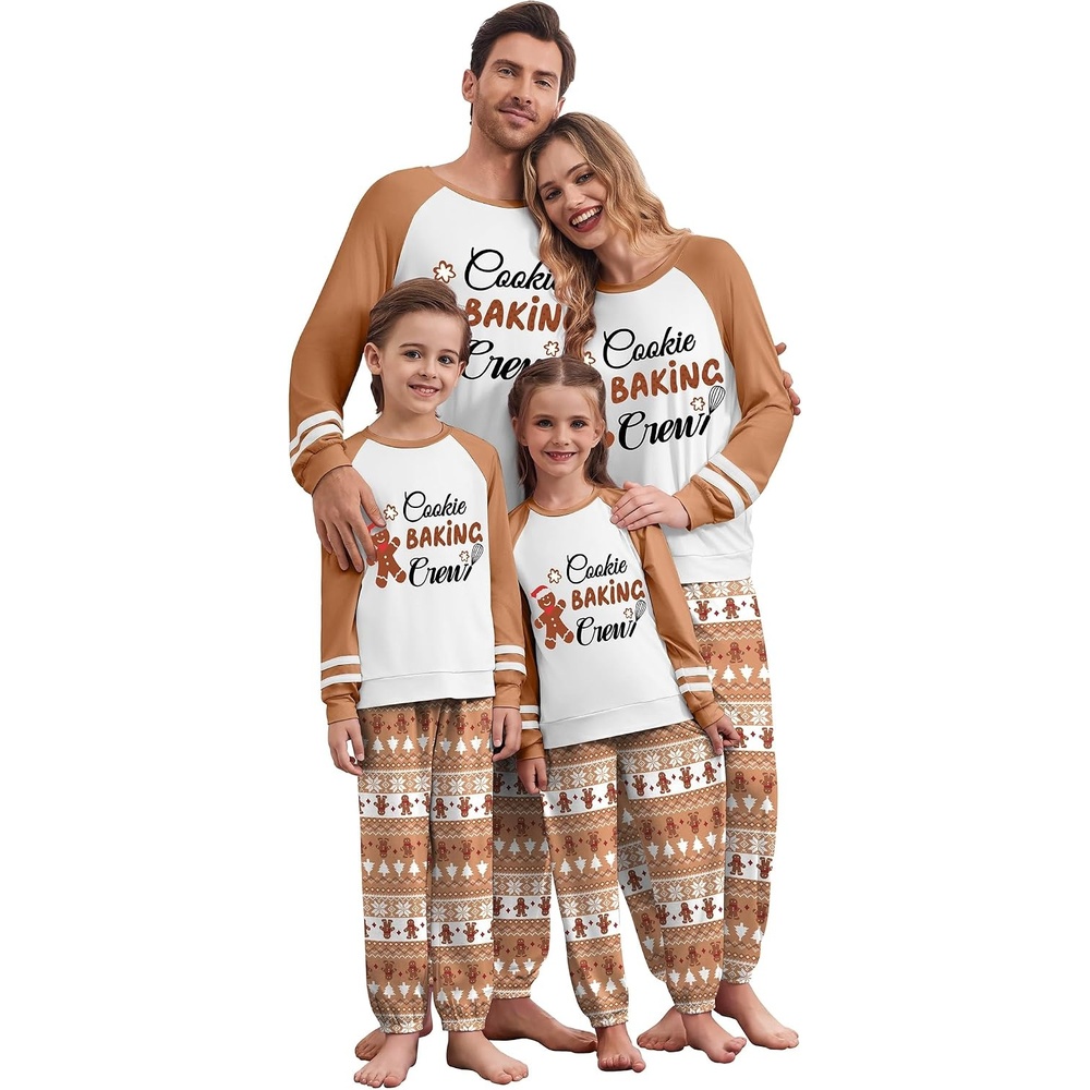 image:imageEkouaer Family Christmas Pajamas Matching Sets Cute Long Sleeve Couple PjsBrowngingerbread