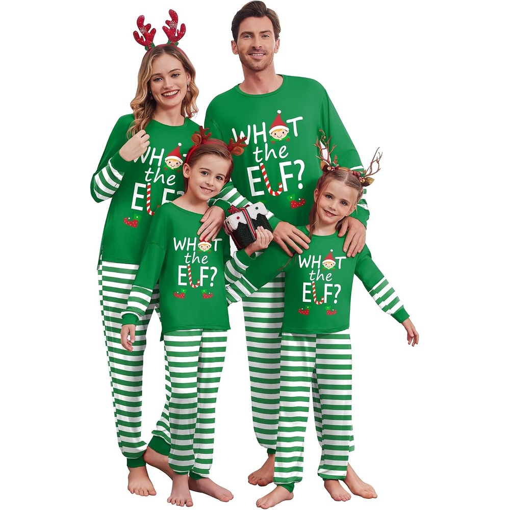 image:imageEkouaer Family Christmas Pajamas Matching Sets with Print Tops and PantsGreen Elf