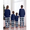 Ekouaer Family Christmas Pajamas Matching Sets Cute Long Sleeve Couple Pjs(Blue-christmas Crew)