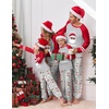 Ekouaer Family Christmas Pajamas Matching Sets Cute Long Sleeve Couple Pjs(Gray Red-santa)