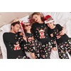 Ekouaer Family Christmas Pajamas Matching Sets with Print Tops and Pants(Black Reindeer)