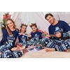 Ekouaer Family Christmas Pajamas Matching Sets with Print Tops and Pants(Navy Blue Hat)