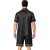 Ekouaer Mens Pajamas Set Silk Satin Pjs Short Sleeve Button Up Lounge Sets(Black Striped)