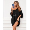 Ekouaer Nightgowns for Women Deep V Neck Sleep Shirt Oversized Night Shirt(Black Cat)