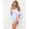 Ekouaer Nightgowns for Women Deep V Neck Sleep Shirt Oversized Night Shirt(Blue Purple Tie Dye)