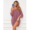 Ekouaer Nightgowns for Women Deep V Neck Sleep Shirt Oversized Night Shirt(Cherry Red)