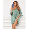 Ekouaer Nightgowns for Women Deep V Neck Sleep Shirt Oversized Night Shirt(Green White Flower)